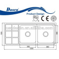 DS12050A venta caliente única tipos diferentes de acero inoxidable mesa de limpieza de pescado con fregadero